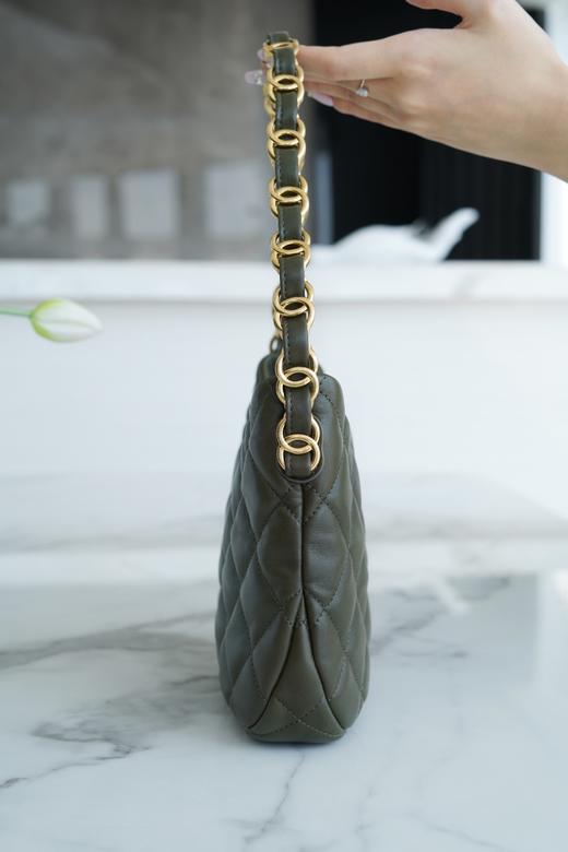 香奶奶  新款 腋下包  正品皮 古巴绿 商品图3