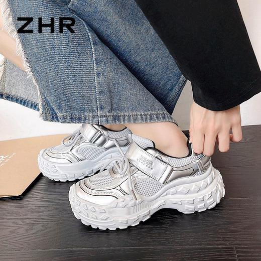 ZHR则则厚底老爹鞋女2024新款榴莲底增高运动休闲鞋百搭小白鞋女 商品图9