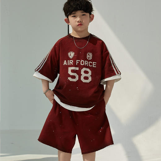 【儿童洋气针织两件套】男童短袖套装2024夏季新款短裤脏脏潮 商品图1