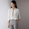 玳莎V领套头衬衫女2024秋季新款简约纯色设计感外搭上衣小众宽松  EC31306 商品缩略图0