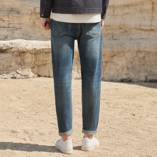 半身缘男裤 秋季柔软亲肤皮标洗水弹性牛仔裤253101U10103437 商品图4