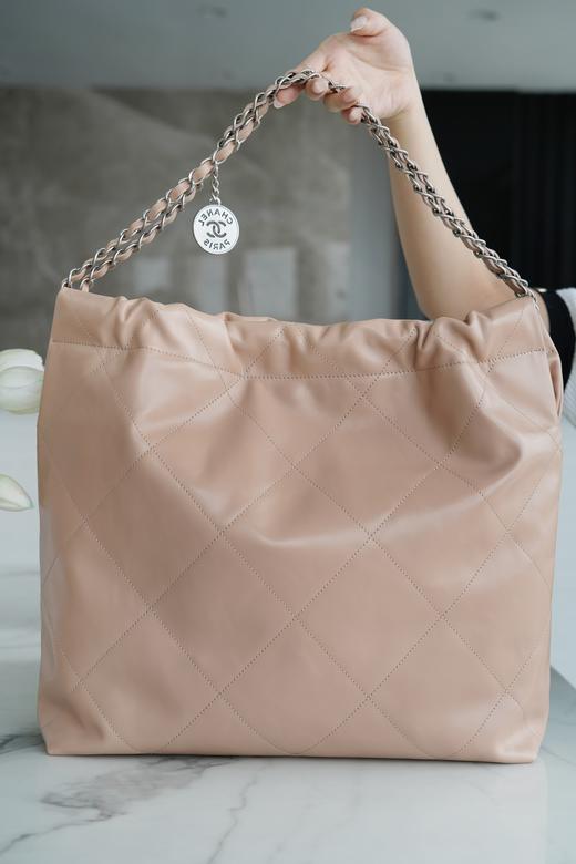 香奶奶 22bag垃圾袋手袋 正品尾皮 奶茶杏银扣 中号 商品图5