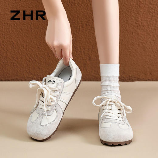 ZHR则则德训鞋女2024春秋新款平底复古运动休闲鞋软底平底鞋 商品图3