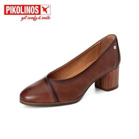 【Pikolinos 】 B3F | 派高雁秋季牛皮浅口圆头套脚粗高跟通勤单鞋PL245218