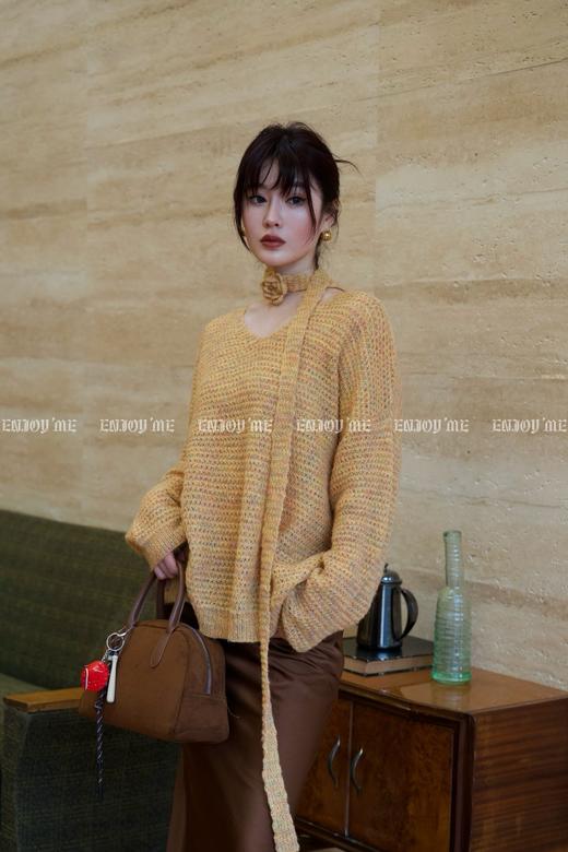 【门店同款】ENJOY秋季时光回廊慵懒玫瑰飘带毛衣 159203774 商品图0
