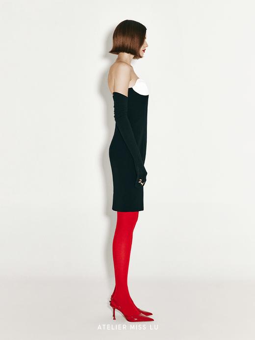 【轮回之花】抽象花片设计修身抹胸连衣裙 商品图3