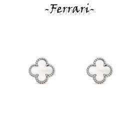 梵克**宝  四叶草mini耳钉 18k白贝