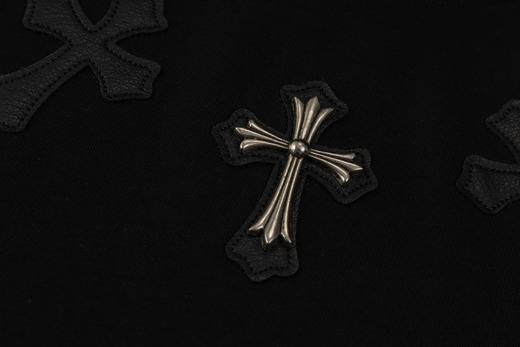 CH克家十字贴皮银饰刺绣短袖T恤（黑-白） 商品图6