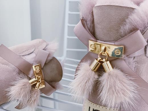 UGG 2021冬季新款女士貂毛丝带蝴蝶结雪地靴 商品图3
