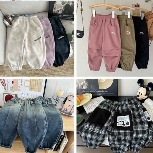【高品质裤子大合集49元/件起】不值可退！送运费险！100-170码中大童格子拼接休闲裤牛仔裤工装裤！聚 商品图0