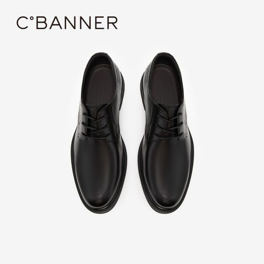 千百度男鞋正装皮鞋秋黑色男士休闲一脚蹬英伦风商务皮鞋A24421805 商品图2