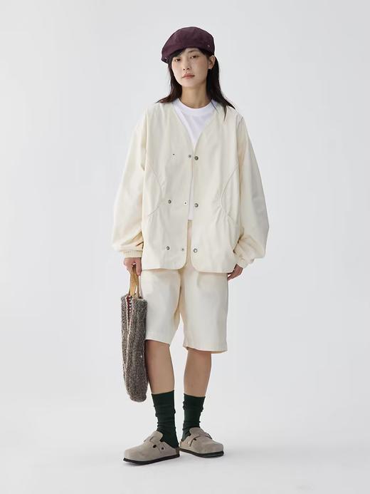 步履不停/4B23106C/纯棉宽松无领开衫长袖外套 商品图0