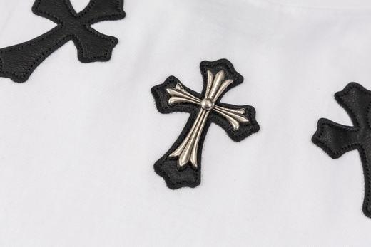 CH克家十字贴皮银饰刺绣短袖T恤（黑-白） 商品图8