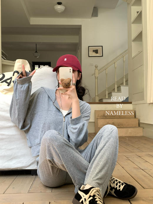 Read Nameless /灰色品牌螺纹舒适套装 商品图1