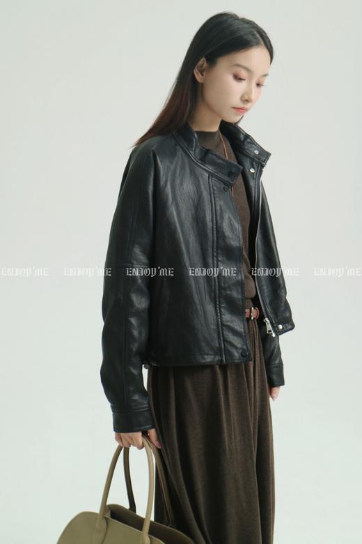 【门店同款】ENJOY秋季less is more短款立领皮夹克 159144356 商品图8