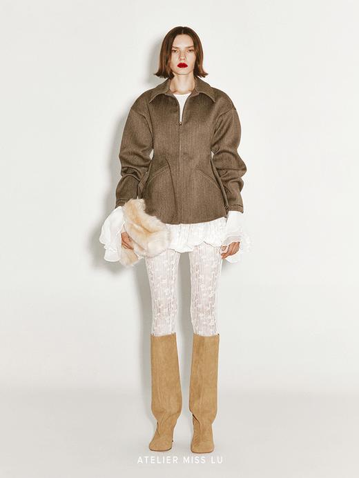 【棉花云】绵羊毛肌理微透花苞短裤 商品图0