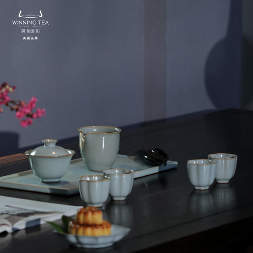 问鼎汝瓷光风霁月套组（酌泉二才盖碗 天青韶容公杯 香故杯） 商品图0