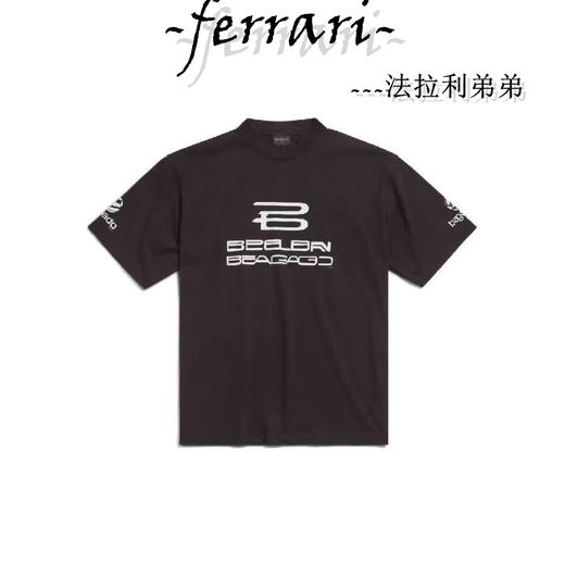 巴家 logo字母印花圆领短袖落肩袖T恤 男女同款 商品图0