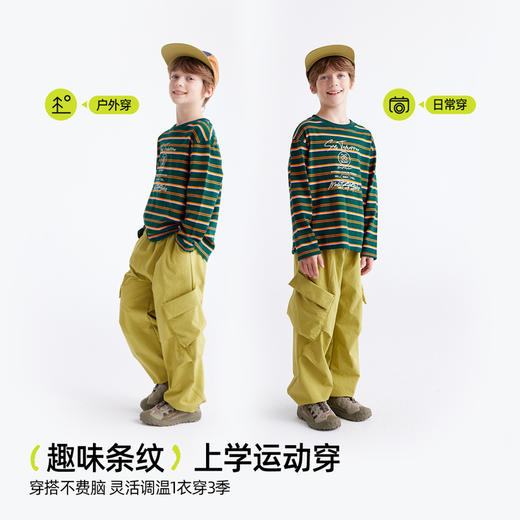 【 “山地棉” 像卫衣一样耐造】儿童趣味印花条纹T恤 PQTX2429 商品图1