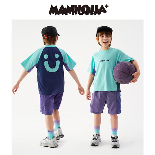 漫画家潮童装轻量速干笑脸贴布快乐运动户外防晒儿童短袖 商品图2