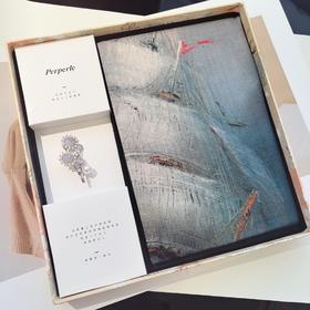 【甄珠贝·艺术家系列】70*70cm乘风双面异色丝羊毛丝巾和淡水彩钻向日葵胸花礼盒套装