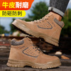 劳保鞋男防砸防刺反绒皮高帮焊工防烫钢包头橡胶底工作鞋 商品缩略图9