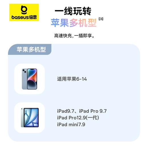 倍思 渐变系列 快充数据线 USB to iP 2.4A 商品图4