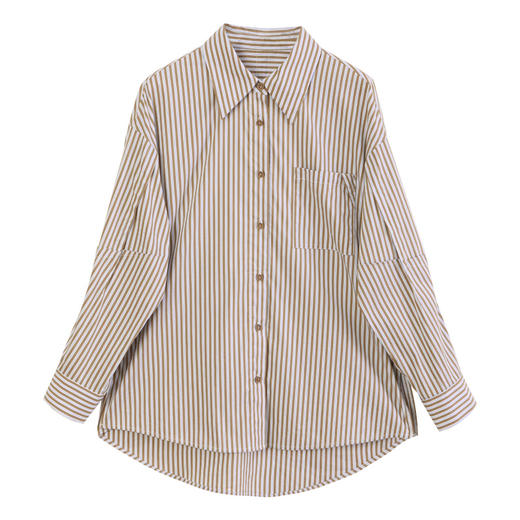 玳莎设计感条纹宽松衬衫女秋季新款百搭休闲慵懒风长袖上衣  EC31307 商品图4