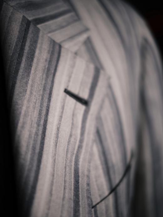 Vitale Barberis Canonico 澳洲美丽诺羊毛水墨灰宽条纹全麻衬单西 商品图3