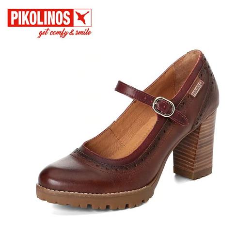 【Pikolinos】  B3F |  派高雁秋季牛皮浅口一字式扣带高粗跟玛丽珍鞋PL247512 商品图0