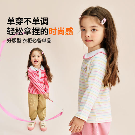 【90-140】【精典泰迪】女童春秋长袖T恤条纹POLO衫 商品图3