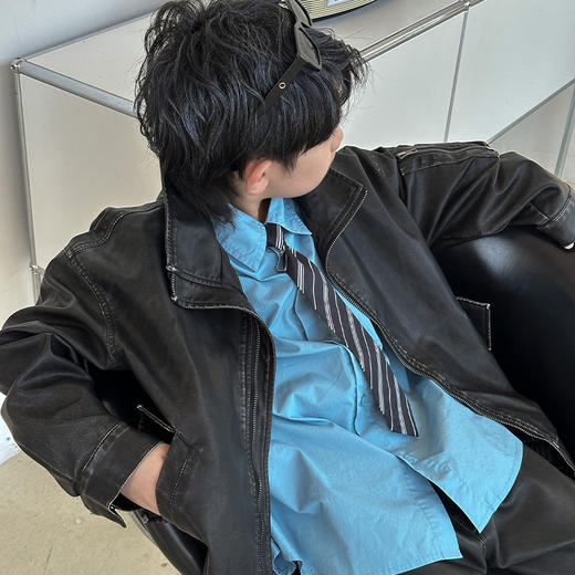 韩版秋冬新款男童领带衬衣儿童衬衫打底长袖内搭洋气 商品图3