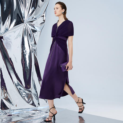 EITIE爱特爱秋季新款洋气气质高腰显瘦礼服连衣裙7577212 商品图7