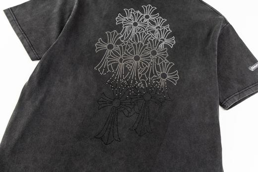 CH克家渐变十字架烫钻水洗做旧复古圆领短袖！ 商品图4