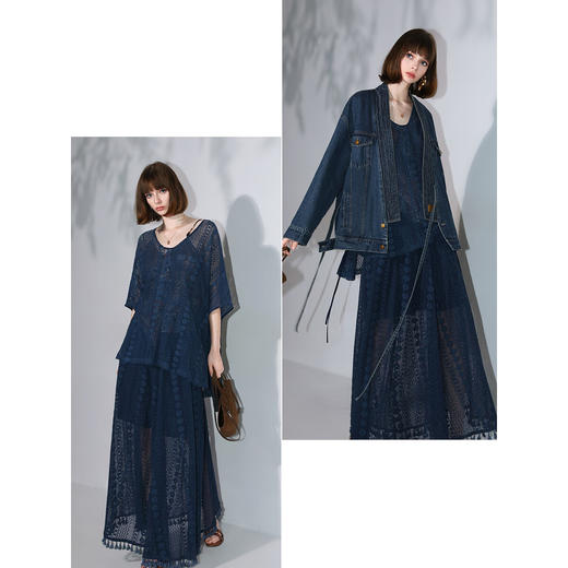 COCOBELLA重工镂空刺绣蕾丝半身裙度假流苏大摆长裙HS3063-3 商品图2