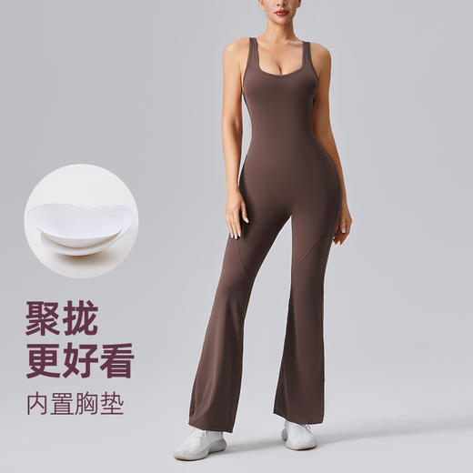 科里芙女士镂空美背背心微喇长裤塑形紧身提臀裸感欧美健身连体衣 商品图1