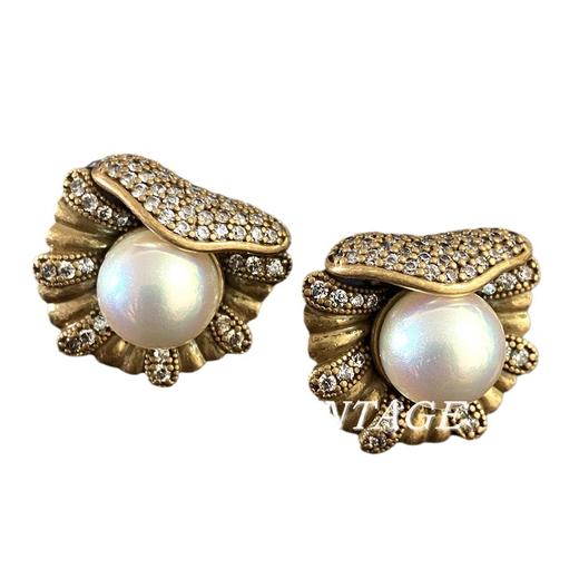 雀说 小众耳饰中古锆石银针耳钉时尚高级感马贝珍珠耳环女4ZF-245 商品图4