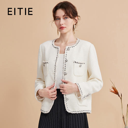 EITIE爱特爱冬季新款精致气质高级感经典小香风直筒显瘦短款外套D2403411 商品图0
