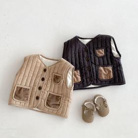 【韩国时尚夹棉儿童加厚马甲】0-5岁冬季童装女童上衣男童冬装潮