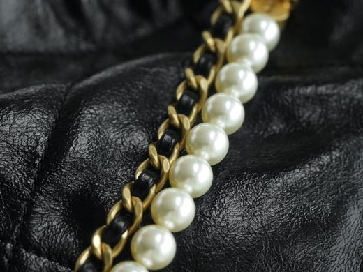 香奶奶Chanel 23S 22Mini 珍珠链条bag垃圾袋 黑色 正品皮 商品图6