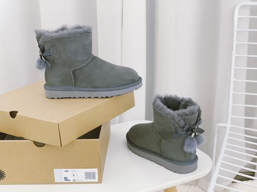 UGG 2021冬季新款女士貂毛丝带蝴蝶结雪地靴 商品图0
