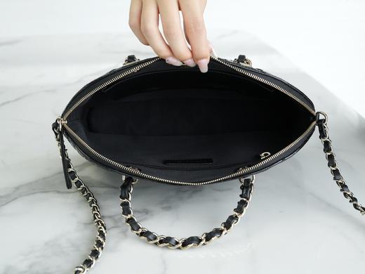 香奶奶  漆皮贝壳包 大号 黑色 商品图4