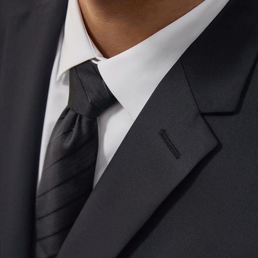 【婚礼季/毛料套西】柒牌西装套装男2025秋冬新款商务绅士黑色平驳领西服	127C71160 商品图2