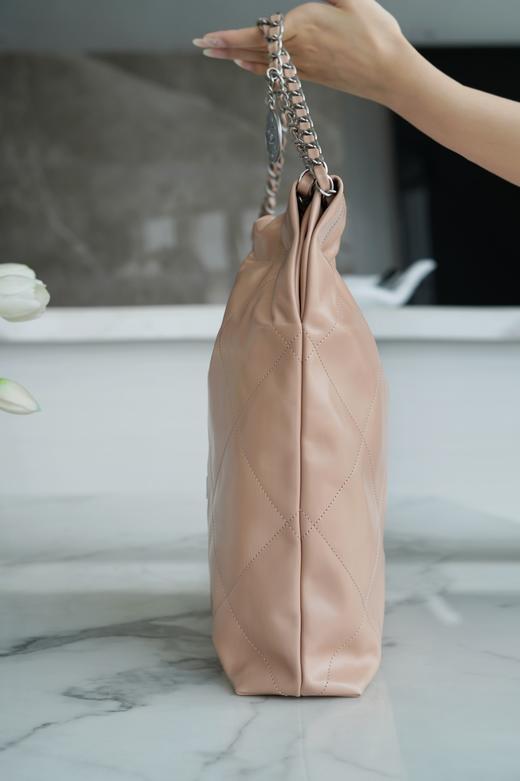 香奶奶 22bag垃圾袋手袋 正品尾皮 奶茶杏银扣 中号 商品图7