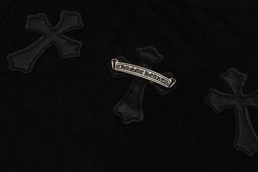 CH克家十字贴皮银饰刺绣短袖T恤（黑-白） 商品图12