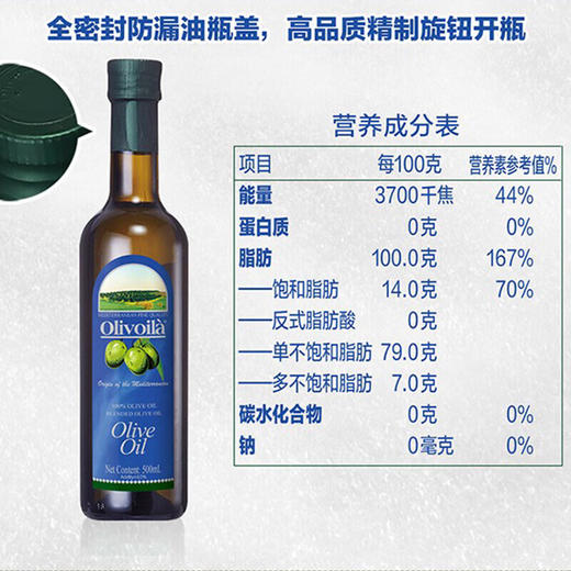 欧丽薇兰 云系列特级初榨橄榄油食用油纯正橄榄油 500mlx2礼盒 商品图6
