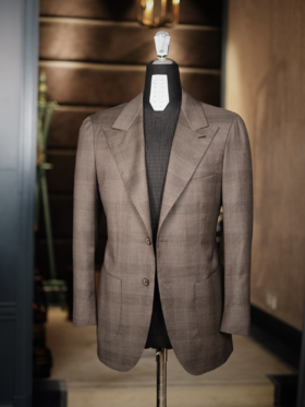 Vitale Barberis Canonico Supersonic 强捻抗皱初剪羊毛棕色格纹全麻衬套装