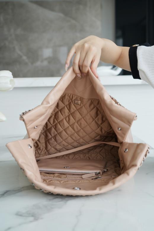 香奶奶 22bag垃圾袋手袋 正品尾皮 奶茶杏银扣 中号 商品图4