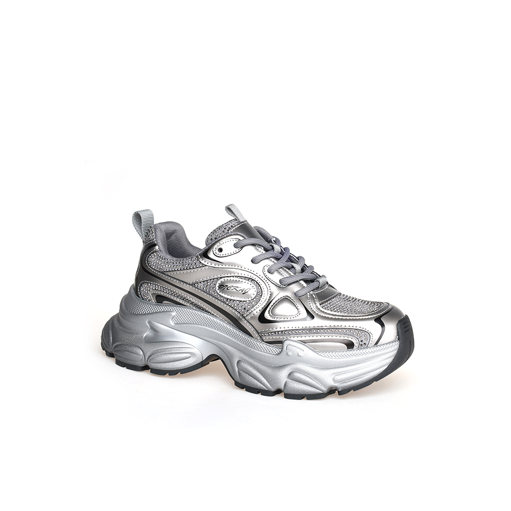 豪麟名鞋奥莱迪嘉女鞋时尚老爹鞋牛皮革/织物DJYSO42WX204枪色  原价1660元