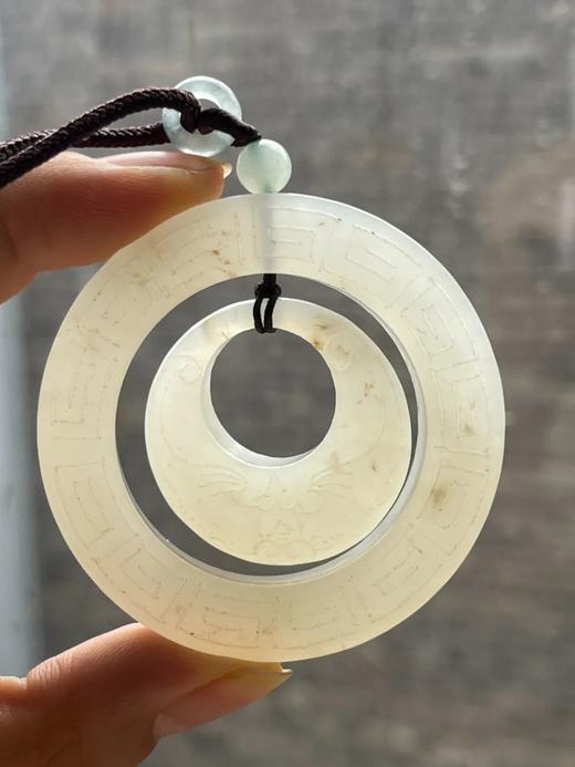白玉鏤雕“福在眼前”双环珮，顺丰包邮 商品图3